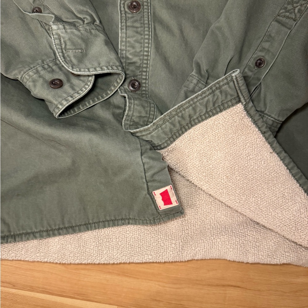 Levi's Cotton Olive Green Chore Jacket with Faux Sherpa Lining Size XL - Picture 3 of 7